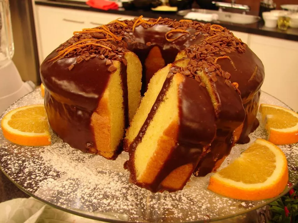 Bolo de laranja com chocolate