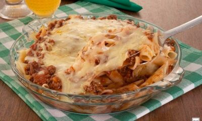 macarrão gratinado com carne moída