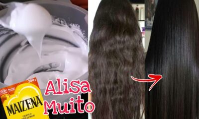 Cabelo liso escorrido com progressiva caseira de maizena