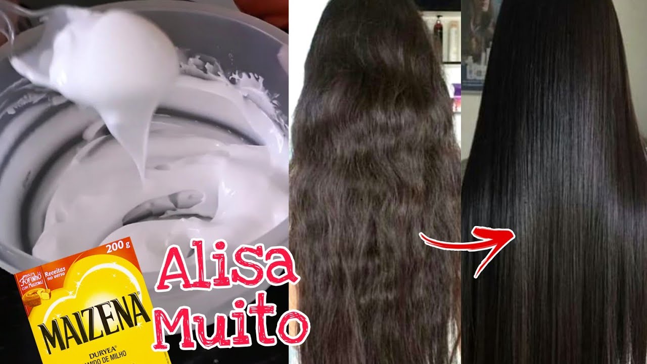 Cabelo liso escorrido com progressiva caseira de maizena